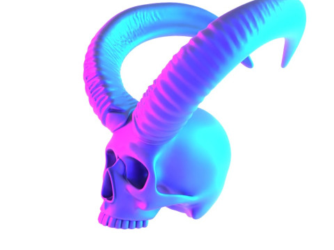 3D Printing Red Oni mask Horned Blood Skull toy 3D Модель