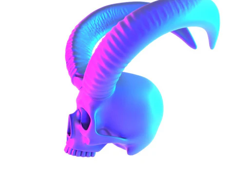 3D Printing Red Oni mask Horned Blood Skull toy 3D Model