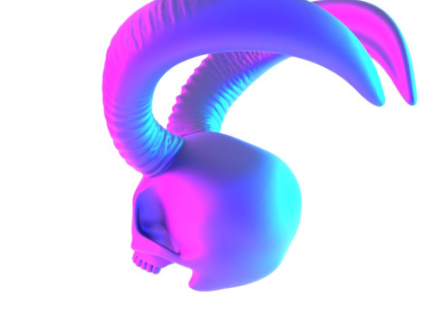 3D Printing Red Oni mask Horned Blood Skull toy 3D Модель