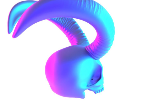 3D Printing Red Oni mask Horned Blood Skull toy 3D Модель
