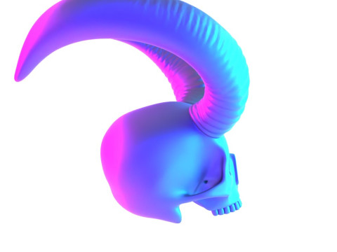 3D Printing Red Oni mask Horned Blood Skull toy 3D Модель