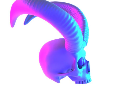 3D Printing Red Oni mask Horned Blood Skull toy 3D Model