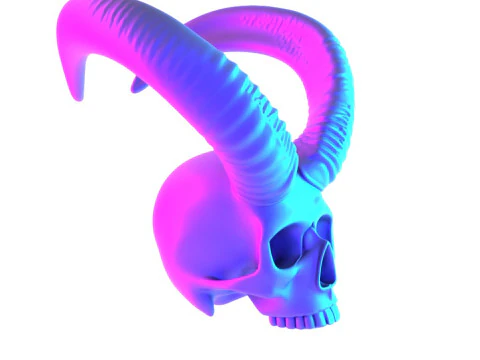 3D Printing Red Oni mask Horned Blood Skull toy 3D Model