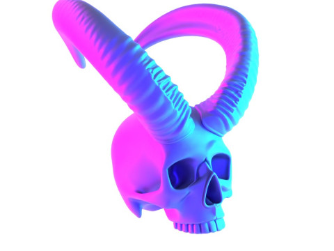 3D Printing Red Oni mask Horned Blood Skull toy 3D Модель