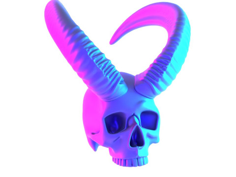3D Printing Red Oni mask Horned Blood Skull toy 3D Модель