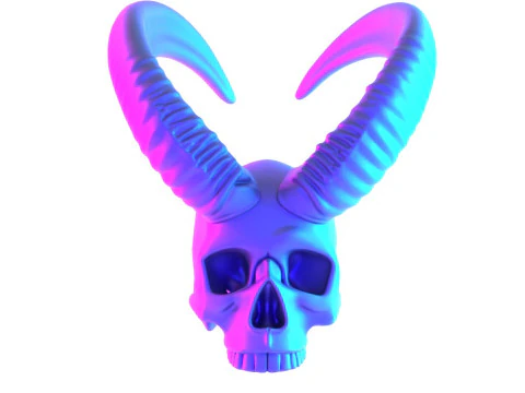 3D Printing Red Oni mask Horned Blood Skull toy 3D Model