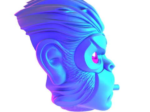 3D Printing GTA V Space Monkey Mask Cigar Chimp toy Modello 3D