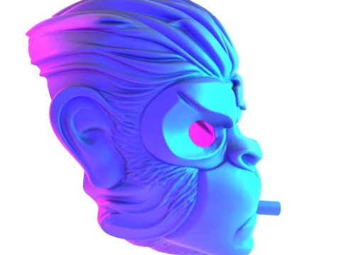 3D Printing GTA V Space Monkey Mask Cigar Chimp toy Modello 3D