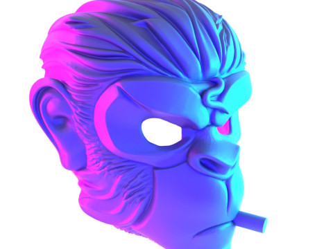 3D Printing GTA V Space Monkey Mask Cigar Chimp toy Modello 3D
