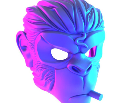 3D Printing GTA V Space Monkey Mask Cigar Chimp toy Modello 3D
