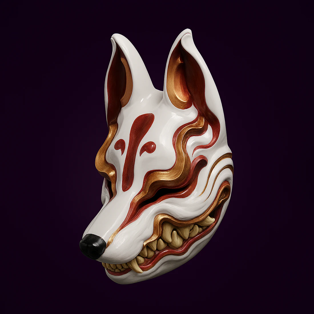 3D Printing Kitsune Mask Japanese Kurayami Fox Spirit toy 3D Model .c4d .max .obj .3ds .fbx .stl .blend 
