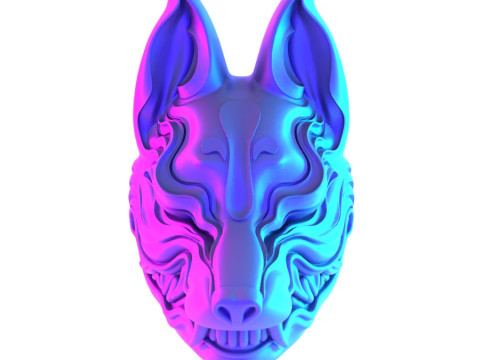 3D Printing Kitsune Mask Japanese Kurayami Fox Spirit toy 3D Modell