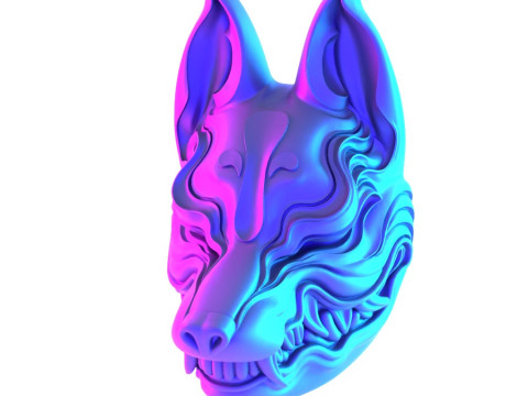 3D Printing Kitsune Mask Japanese Kurayami Fox Spirit toy 3D Modell