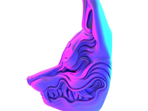 3D Printing Kitsune Mask Japanese Kurayami Fox Spirit toy 3D Modell