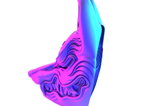 3D Printing Kitsune Mask Japanese Kurayami Fox Spirit toy 3D Model