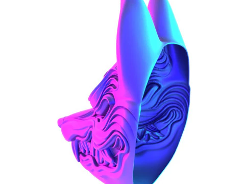 3D Printing Kitsune Mask Japanese Kurayami Fox Spirit toy 3D Model