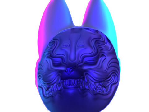 3D Printing Kitsune Mask Japanese Kurayami Fox Spirit toy 3D Modell