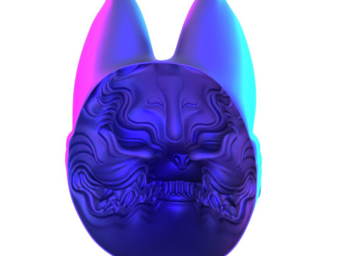 3D Printing Kitsune Mask Japanese Kurayami Fox Spirit toy 3D Modell