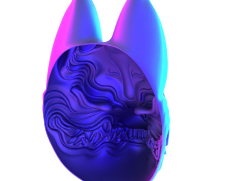 3D Printing Kitsune Mask Japanese Kurayami Fox Spirit toy 3D Modell