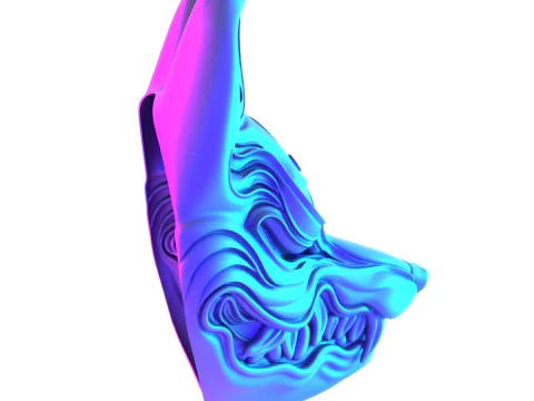 3D Printing Kitsune Mask Japanese Kurayami Fox Spirit toy 3D Model