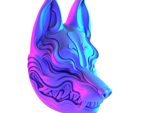3D Printing Kitsune Mask Japanese Kurayami Fox Spirit toy 3D Modell