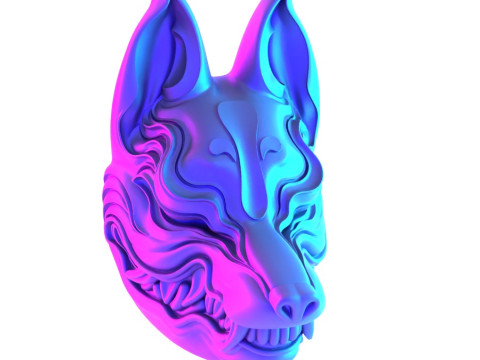 3D Printing Kitsune Mask Japanese Kurayami Fox Spirit toy 3D Modell
