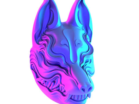 3D Printing Kitsune Mask Japanese Kurayami Fox Spirit toy 3D Model
