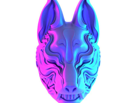 3D Printing Kitsune Mask Japanese Kurayami Fox Spirit toy 3D Model