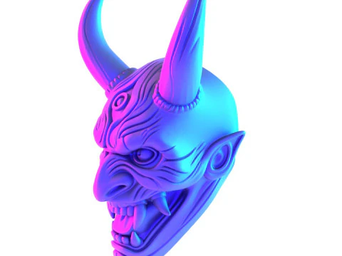 3D Printing Japanese Hannya Mask The Third Eye Oni Red Devil toy 3D Model