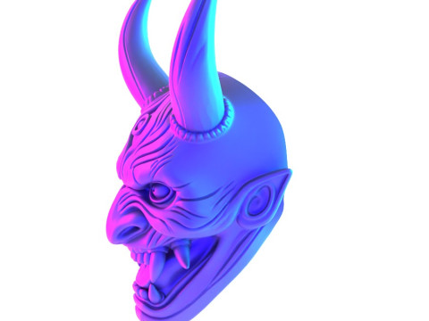 3D Printing Japanese Hannya Mask The Third Eye Oni Red Devil toy Modello 3D