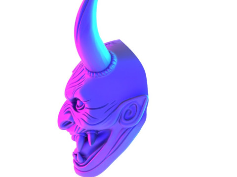 3D Printing Japanese Hannya Mask The Third Eye Oni Red Devil toy Modello 3D
