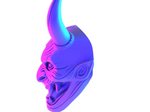 3D Printing Japanese Hannya Mask The Third Eye Oni Red Devil toy 3D Model