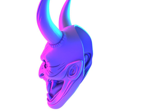 3D Printing Japanese Hannya Mask The Third Eye Oni Red Devil toy Modello 3D