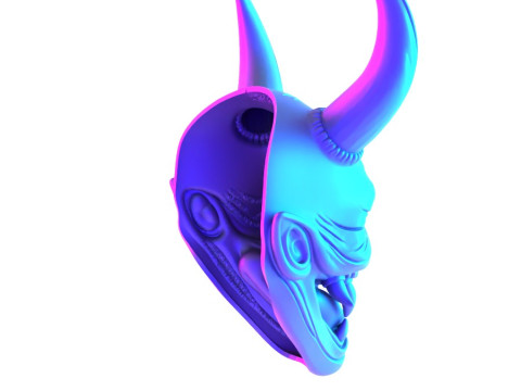 3D Printing Japanese Hannya Mask The Third Eye Oni Red Devil toy Modello 3D