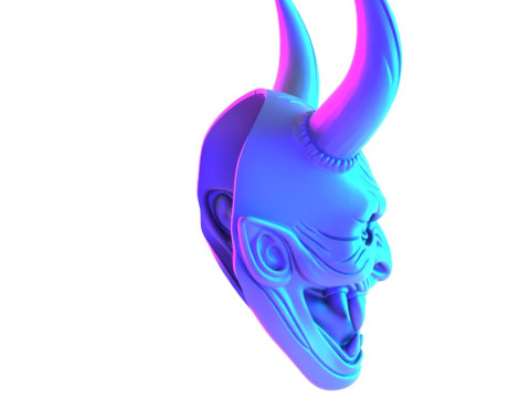 3D Printing Japanese Hannya Mask The Third Eye Oni Red Devil toy Modello 3D