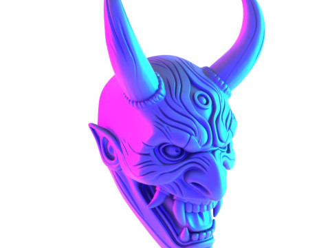 3D Printing Japanese Hannya Mask The Third Eye Oni Red Devil toy Modello 3D