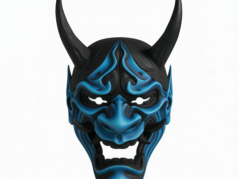 3D Printing Japanese Blue Oni Mask toy 3Dモデル