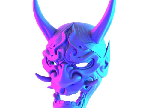3D Printing Japanese Blue Oni Mask toy 3D Model