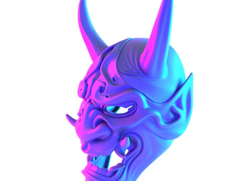 3D Printing Japanese Blue Oni Mask toy 3D Model