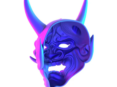 3D Printing Japanese Blue Oni Mask toy 3D Model