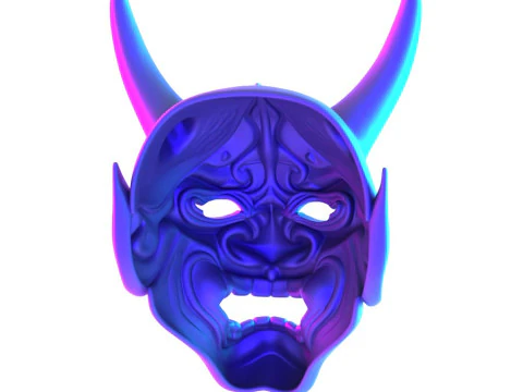 3D Printing Japanese Blue Oni Mask toy 3D Model