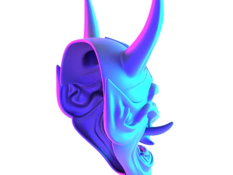 3D Printing Japanese Blue Oni Mask toy 3D Model