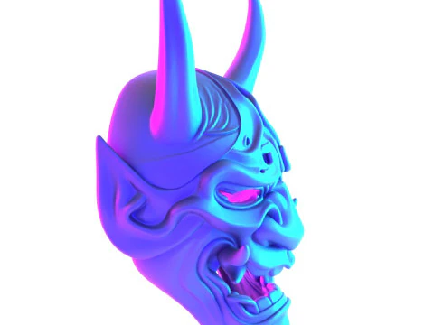 3D Printing Japanese Blue Oni Mask toy 3D Model