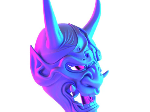 3D Printing Japanese Blue Oni Mask toy 3D Model