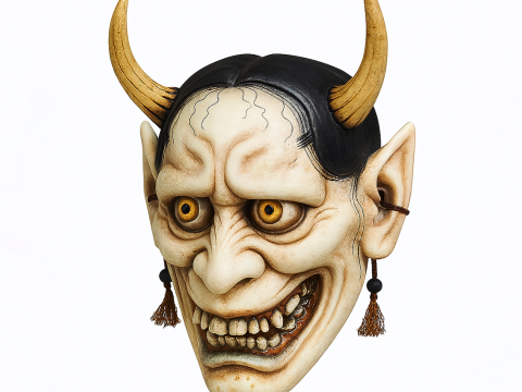 3D Printing Japanese White Oni Painful Hannya Mask toy 3D Модель