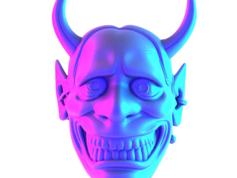 3D Printing Japanese White Oni Painful Hannya Mask toy 3D Model
