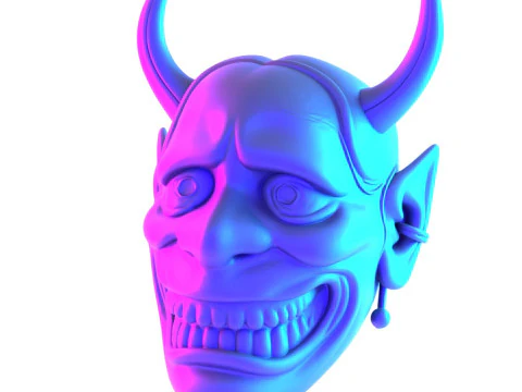 3D Printing Japanese White Oni Painful Hannya Mask toy 3D Model