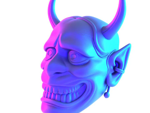 3D Printing Japanese White Oni Painful Hannya Mask toy 3D Model