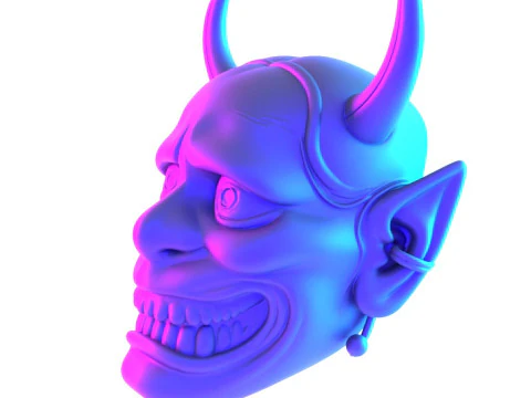 3D Printing Japanese White Oni Painful Hannya Mask toy 3D Model