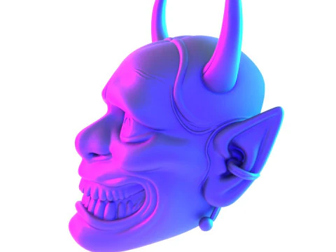3D Printing Japanese White Oni Painful Hannya Mask toy 3D Model